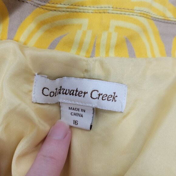 Coldwater Creek Women's La Playa Yellow Floral Short Sleeve Jacket Size 16 - Picture 12 of 16